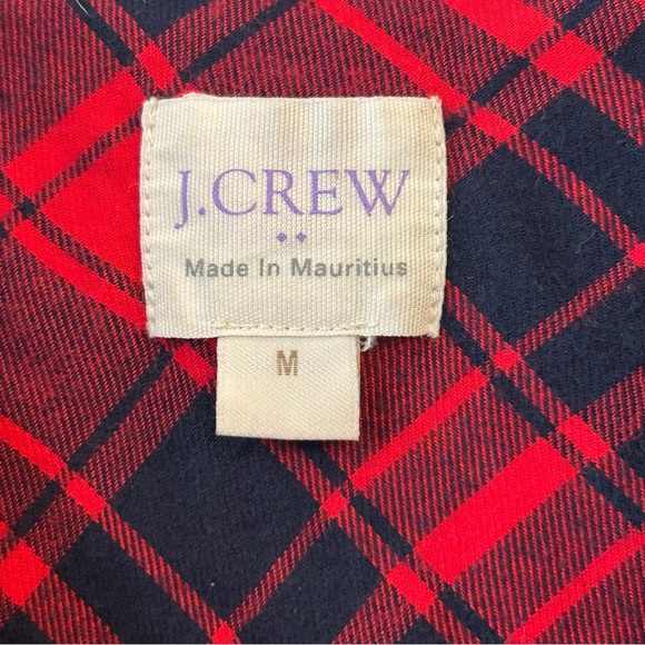 J. Crew Women's Boy Fit Red and Navy Blue Plaid Button Down Cotton Shirt M - Picture 7 of 9